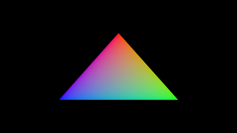 Red, Green and blue gradient colours merging on a triangle from each corner.